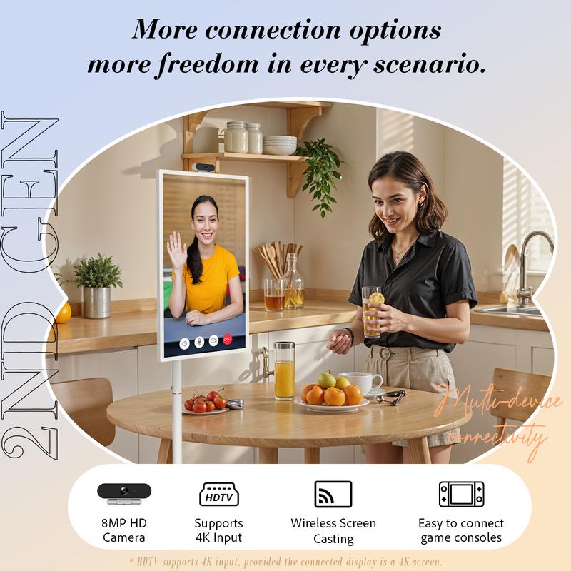 【Ultra-Large 15000mAh Battery】2025 Apolosign Gen 2 Portable TV, 24 inch 32 inch True 4K UHD Portable TV, 16(8+8)GB+256GB, Google EDLA-Certified Android 15 OS, Touch Screen, Voice Remote Control, Support Google Calendar, Full Swivel Rotation