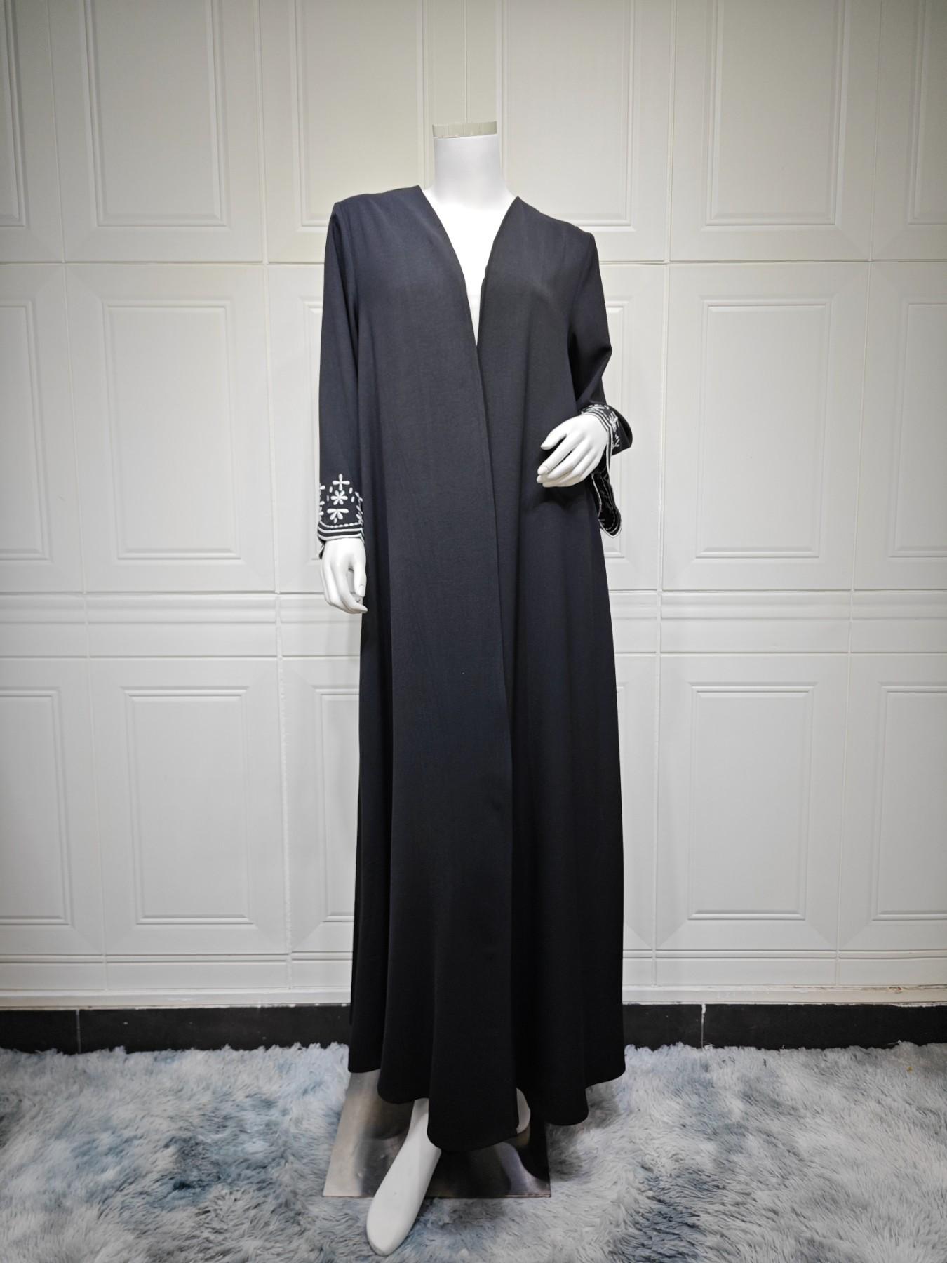 New Muslim Women's Abaya Khimar Set, Loose Fit, Eyelet Embroidery, 2-Piece with Headscarf, Long Sleeve, Elegant Casual Wear, Abaya With Hijab