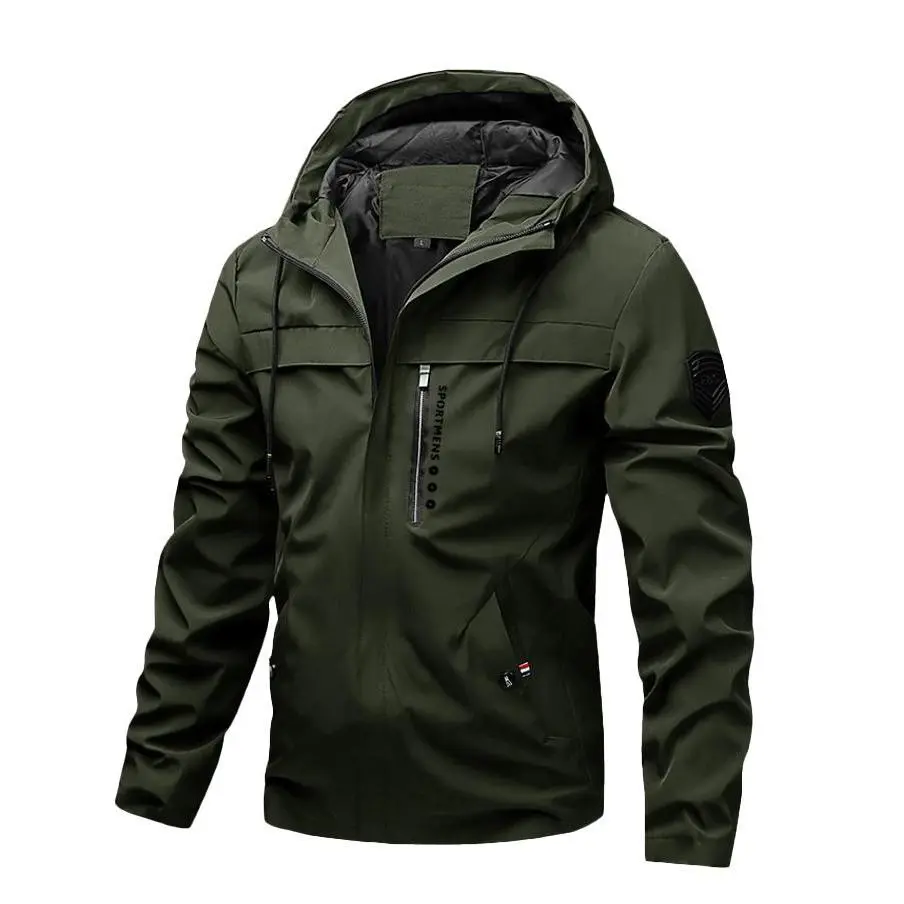 Men's Hooded Windbreaker Jacket Chest Zipper Pocket Outdoor Sportswear Waterproof Coat Full Zip Hooded Outerwear Casual Daily Top cozy soft cool clean chic active sporty premium classic stylish durable trendy relaxed comfy modern vibe hype fly Multi-Color