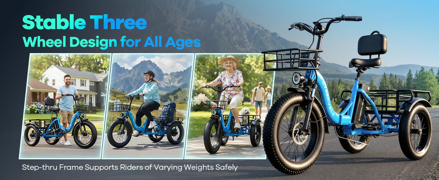 Electric bicycle for adults , three wheels electric bicycle, 48V20.8 Ah large removable battery ,20inch bike with basket ,bicycle for comment  beach  man womens  all terrain , one year warrenty  ,Cybervelo ebike C16