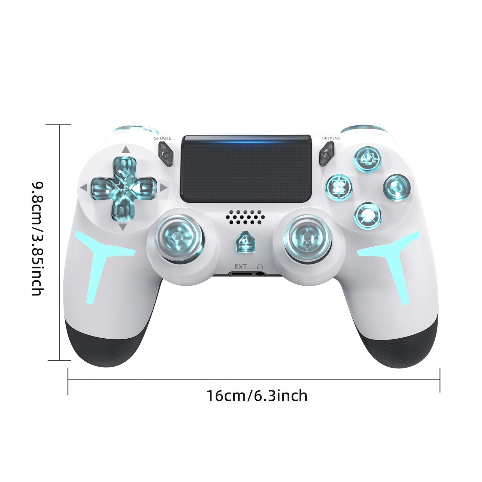 Wireless RGB Gaming Controller with Tri-Color Lighting Compatible with PS4, PS3, and PC RGB Lighting, LED Bluetooth Gaming Controller Six-Axis Gyroscope, Dual Vibration Feedback