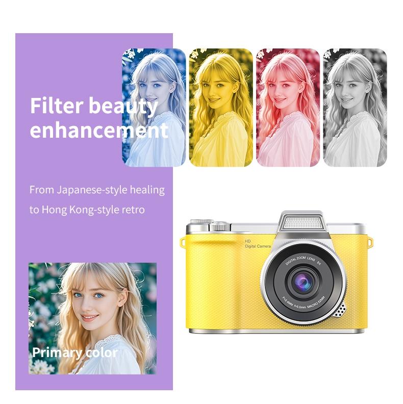 Foldable Screen Student Camera, Retro Ccd Card Camera, 1080P Digital Portable Camera, Includes Phone Chain and 32GB Storage, Perfect Gift