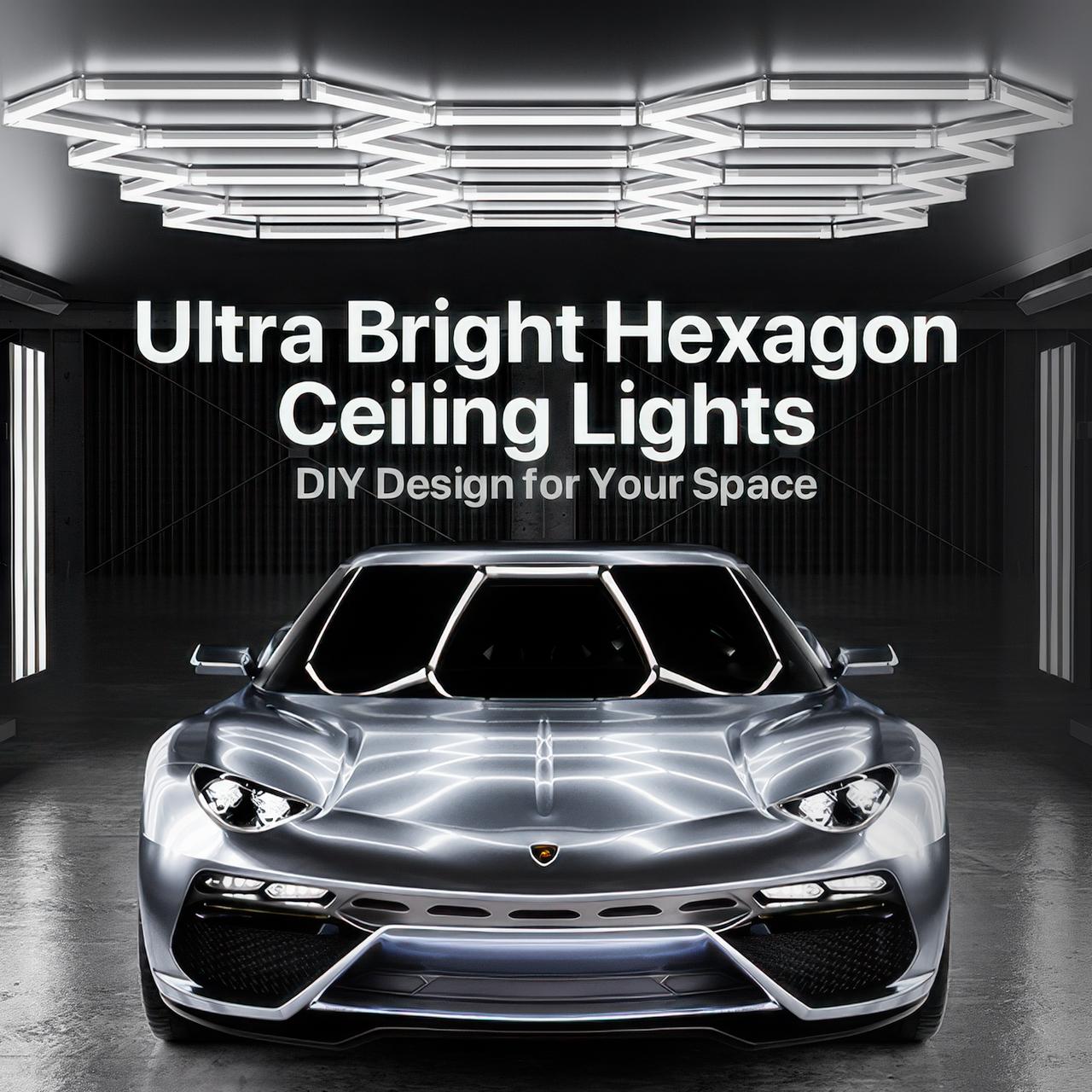 HYPERLITE offers Hexagon Garage Lights, a hexagon led lights Ceiling system designed for Grid Systems. These lights emit a Cool White light, ideal for Car Detailing Garages, Basements, Barbershops，Adjustable Lighting Options，SpringGlowUp