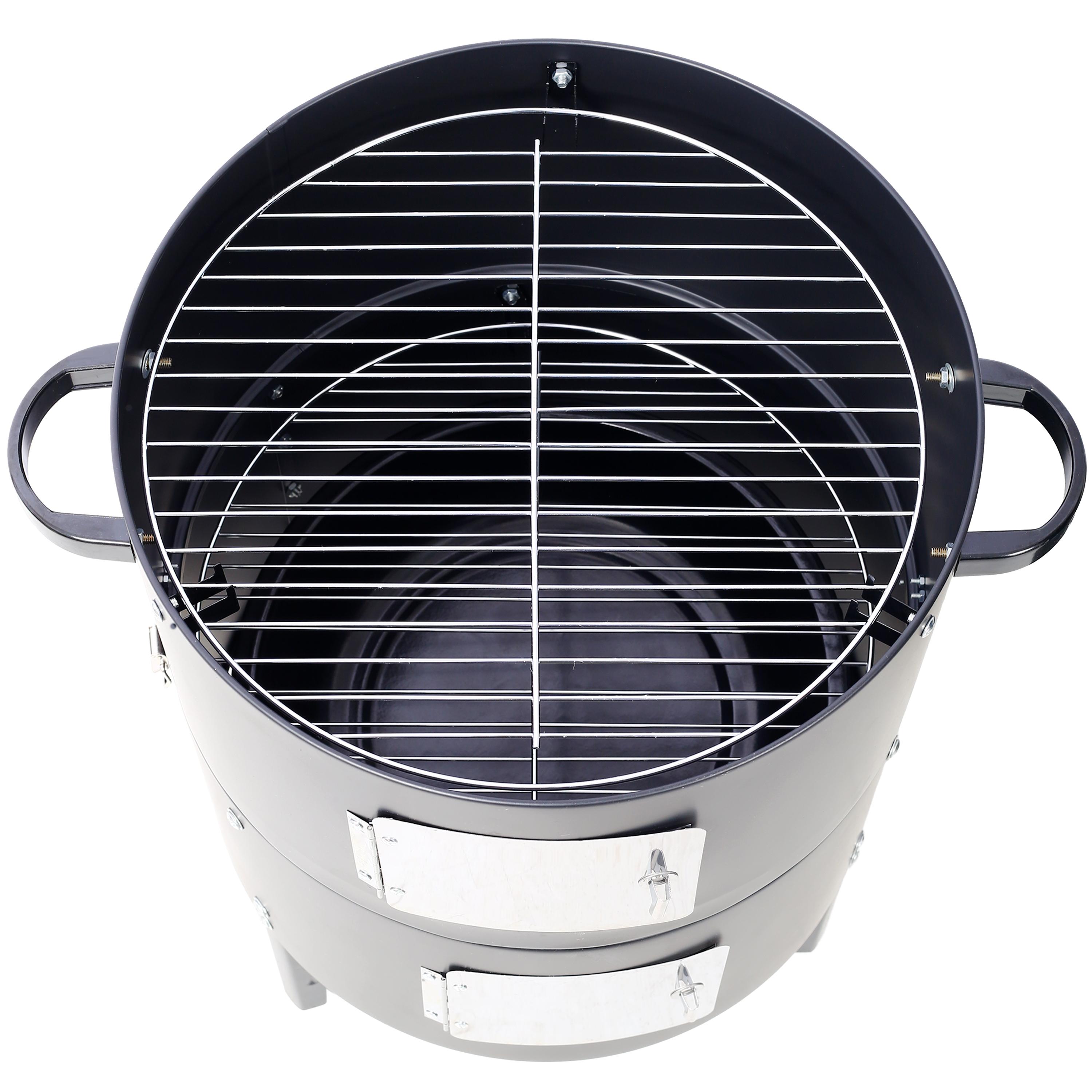 Charcoal Smoker Grill Wood Smoker Grills Outdoor Cooking 16/17 Inch Vertical Smoker Portable BBQ Grill for Camping, 16 Inch, Traditional