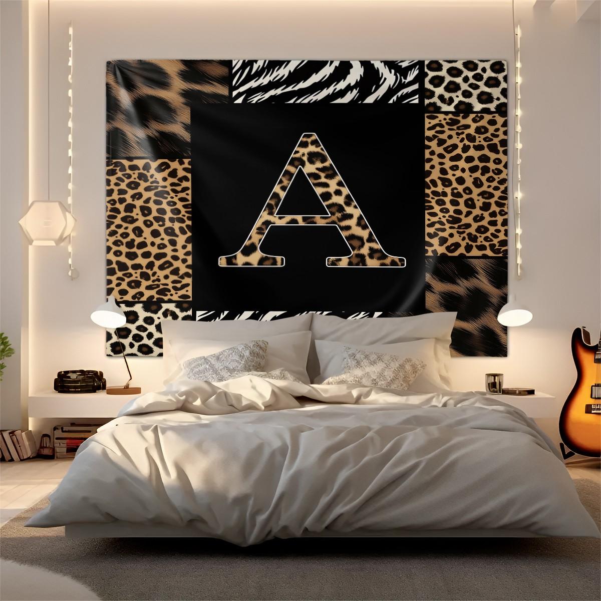 Animal Print Monogram Wall Tapestry, Leopard Zebra Tiger Initial Wall Hanging for Bedroom Dorm, Home Decor Gift for Animal Lovers Animal Print Monogram Wall Tapestry, Leopard Zebra Tiger Initial Wall Hanging for Bedroom Dorm, Home Decor Gift for Anim