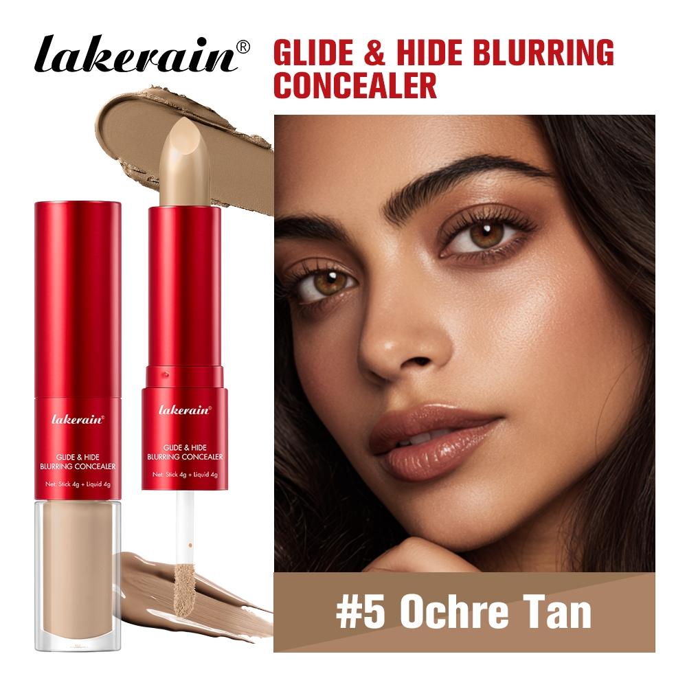 Long-lasting Glide&Hide Blurring Concealer, Concealer Foundation Hybrid, High-Coverage Concealer, Conceals Dark Circles and Wrinkles, Dual formula Including Liquid Tip & Balm Stick, Waterproof & Sweatproof, Smoothes & Brightens, Travel-Friendly Cosmetics