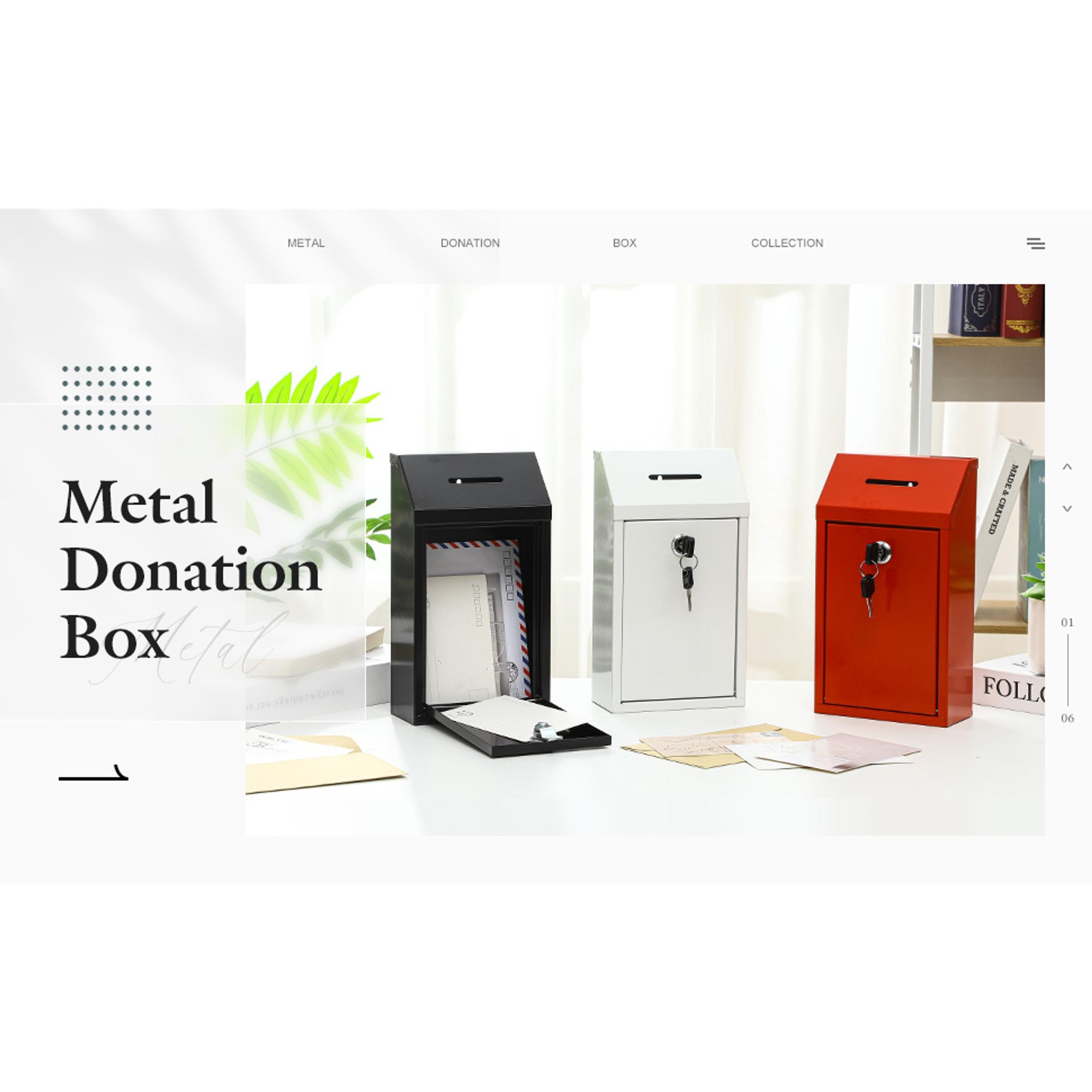 Metal Lockable Donation Cash Box - Money Safe for Cash, Security Lock Box with Key Lock, Confidential Money Drop Container, 1x Black Mailbox with Nail-Hook Installation, Pre-Punched Holes, Wall-Mounted, for Friends, Neighbors (10.24x5.71x2.95in), Wall Mou Metal Lockable Donation Cash Box - Money Safe for Cash, Security Lock Box with Key Lock, Confidential Money Drop Container, 1x Black Mailbox with Nail-Hook Installation, Pre-Punched Holes, Wall-Mounted, for Friends, Neighbors (10.24x5.71x2.95in), Wall Mou