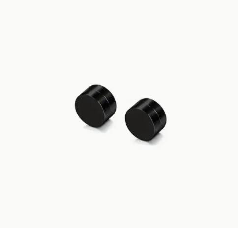 {Comfort Earrings} Magnetic Men's Perforated Ear Clips, Fashion Style Zircon Magnetic Ear Clips, Silver and Black Punk False Ear Clips
