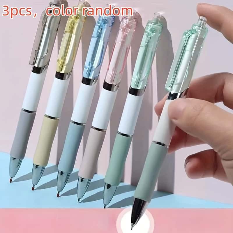 3-Pack Retractable Ballpoint Pens, Smooth Water-Based Ink, Durable Design, Ideal for School, Office, Home Use, Lightweight and Portable