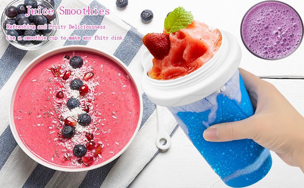 2 PCS Slushy Cups, Quick Frozen Magic Slushie Cup, Reusable Slushy Maker Cup, Food Grade Silicone Slushie Maker, Modern Double Layer Slushie Maker Cup for Smoothies Drinks Milkshake & Ice Cream,  Portable Homemade Squeeze Slush Cup, Icee Slushie Machine