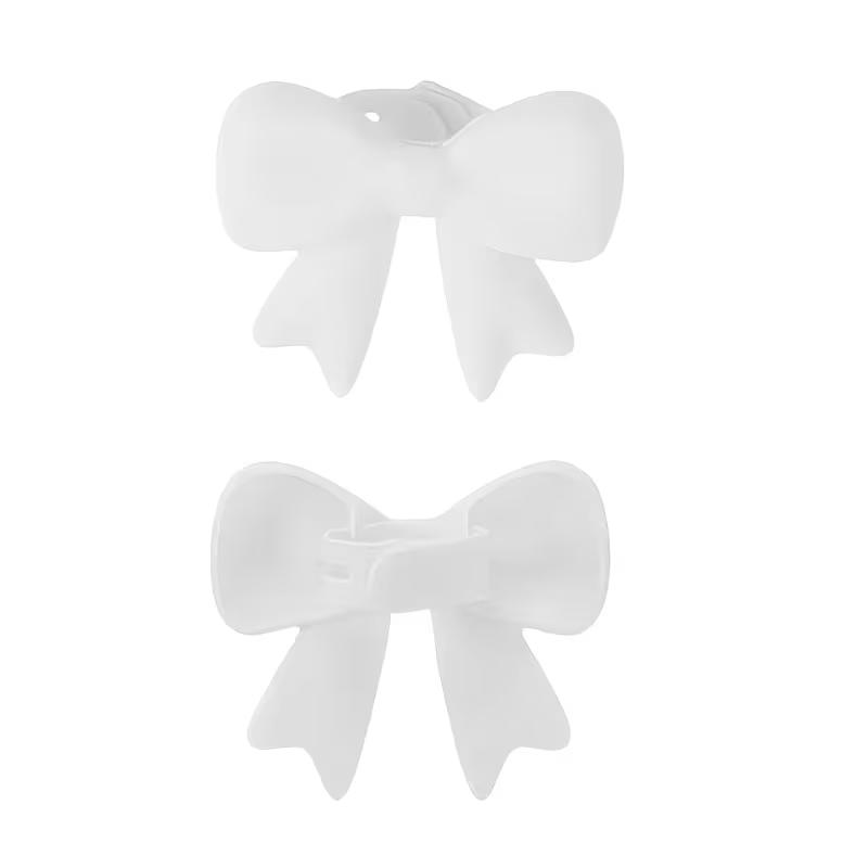 Silicone Bow Headset Accessories, 2 Pack 3D Bow Headset Decoration, Cute Headset Pendant, Girl Heart Silicone Bow Clip, 3 Colors Optional, Aesthetic