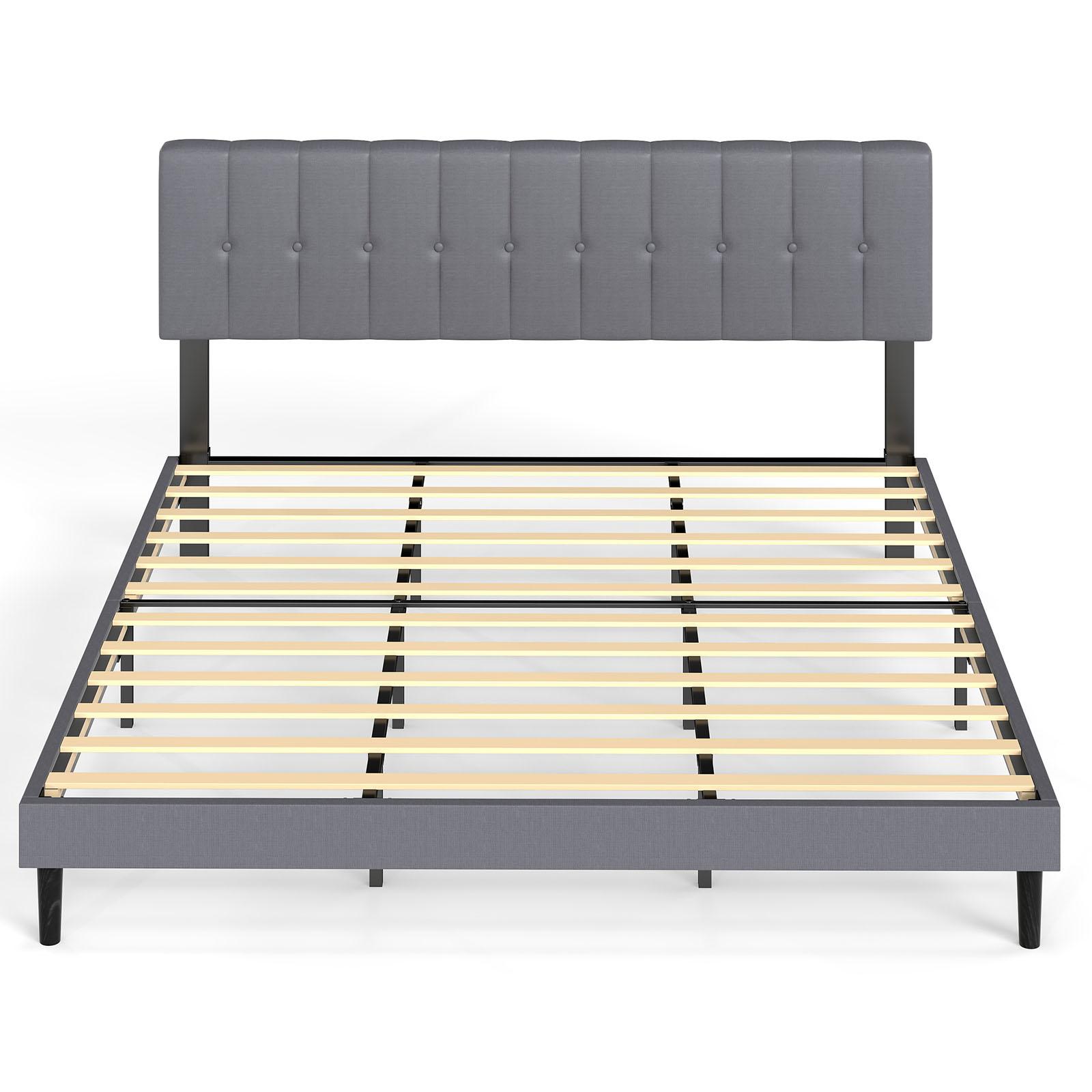 Twin/Full/Queen/King Size Fabric Upholstered Sturdy Wood Slats No Box Spring Needed Modern Design with Upholstery Platform Bed