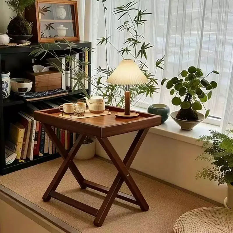 Foldable Coffee Table Sofa, Simple Balcony Small Table, Home Use Living Room Storage Rack, Creative Side Table Corner Stand