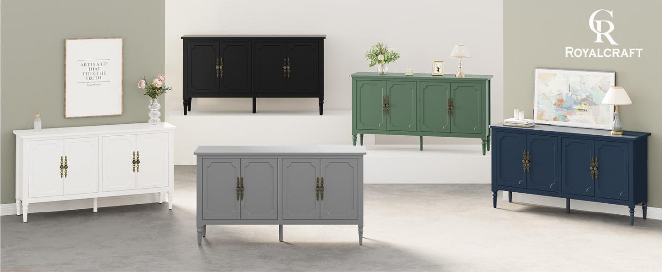 RoyalCraft Console Table, Sideboard Buffet Cabinet with Storage, Sliding Doors & Adjustable Shelves, Sofa Table Behind the Couch, Modern Accent Coffee Bar for Entryway, Living Room, Dining Room, Kitchen