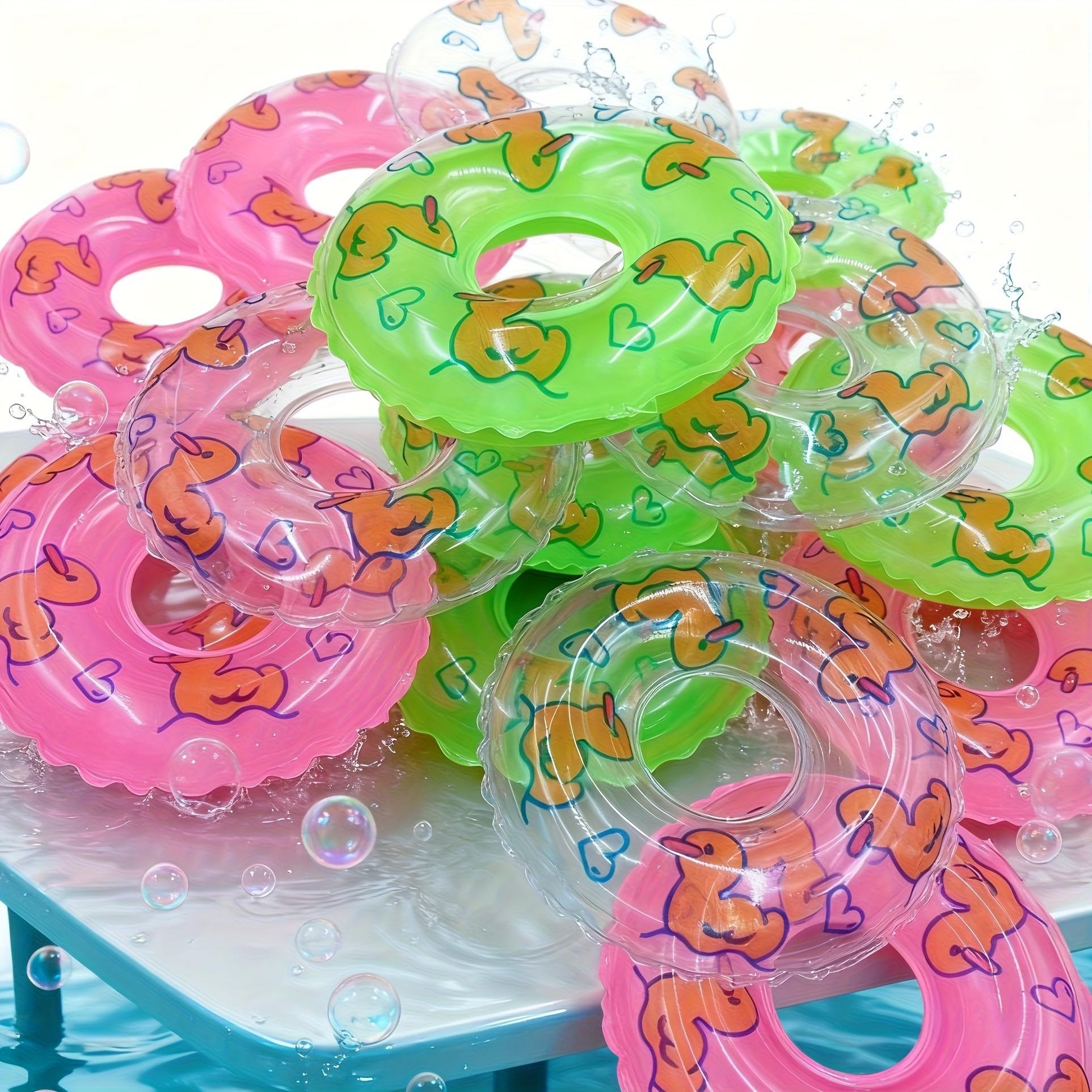 Multi-Pack Inflatable Mini Swimming Rings, Small Pet Bath Toys, Duck Pattern Floating Swim Circle, Indoor Aquarium Decor, Fish Tank Accessories