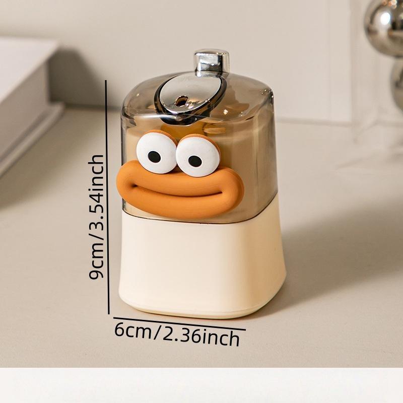 Automatic Press Toothpick Holder, Plastic Toothpick Dispenser, Creative Toothpick Storage Box, Cute Design, Includes Cartoon Stickers
