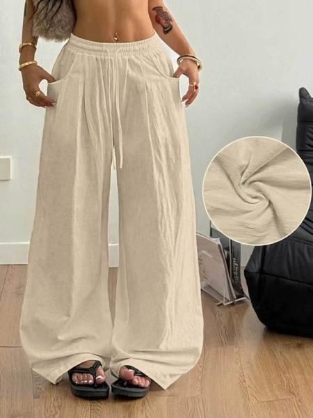 Women's Boho Style Casual Pants, Low Waist Loose-Fitting Design, Comfortable Daily Wear, Perfect for Vacation & Everyday