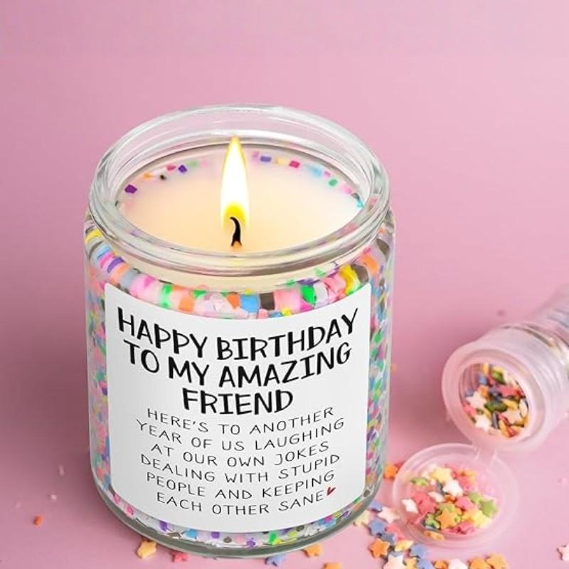 Best Friends Birthday Gifts for Women Friendship - Funny Sister Birthday Gifts for Friend Female BFF Bestie Gift for Women, Vanilla Cake Scented Bday Candles Happy Bday Decorations