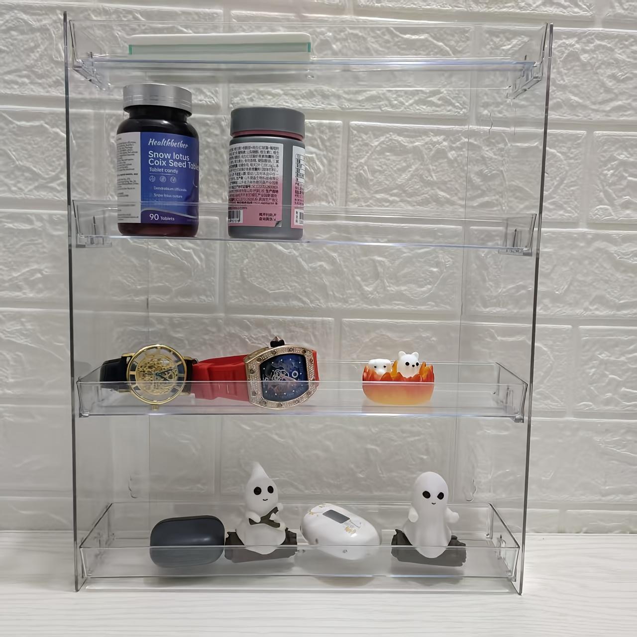Transparent Acrylic Wall Mount Display Rack, No Drilling Floating Storage Shelf, for Trading Cards, Kpop Stickers, Dorm Room Decor