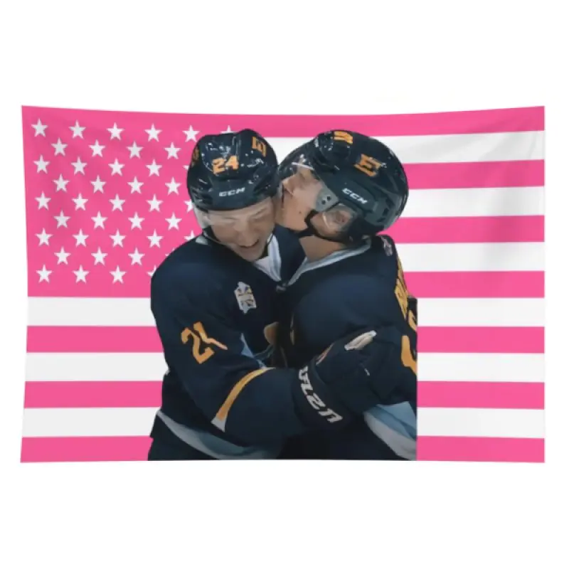 Hockey Theme Rectangular Tapestry - Sports Wall Decor, Hockey Player Heated Rivalry Flag
