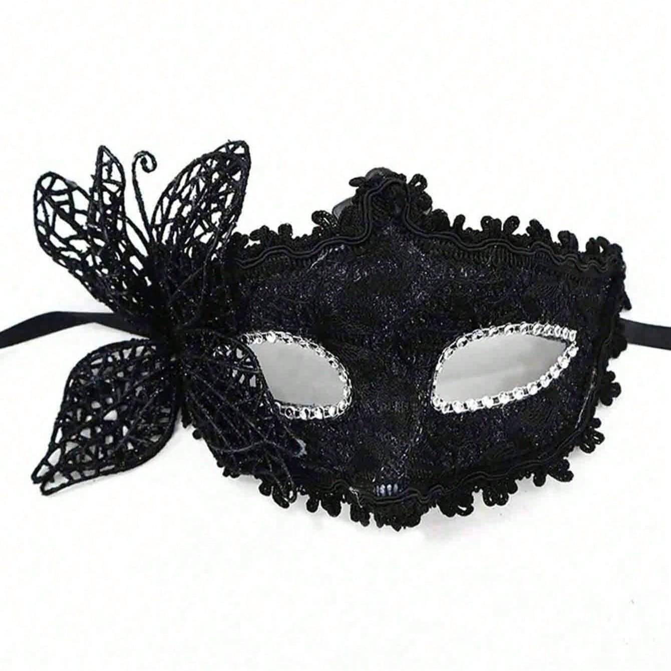 Women's Masquerade Mask Set with Handle, Half Face Floral Party Masks, Fashionable Props for Parties, Festivals, Performances, Valentine's Gift