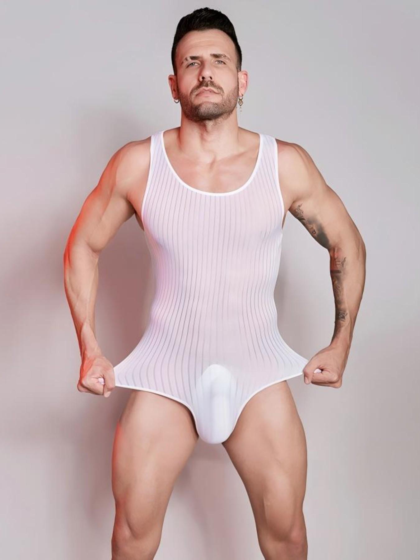 Slimming Sexy Underwear Thin Transparent Tight Fit Invisible High Elastic Vertical Stripes Comfortable One-Piece