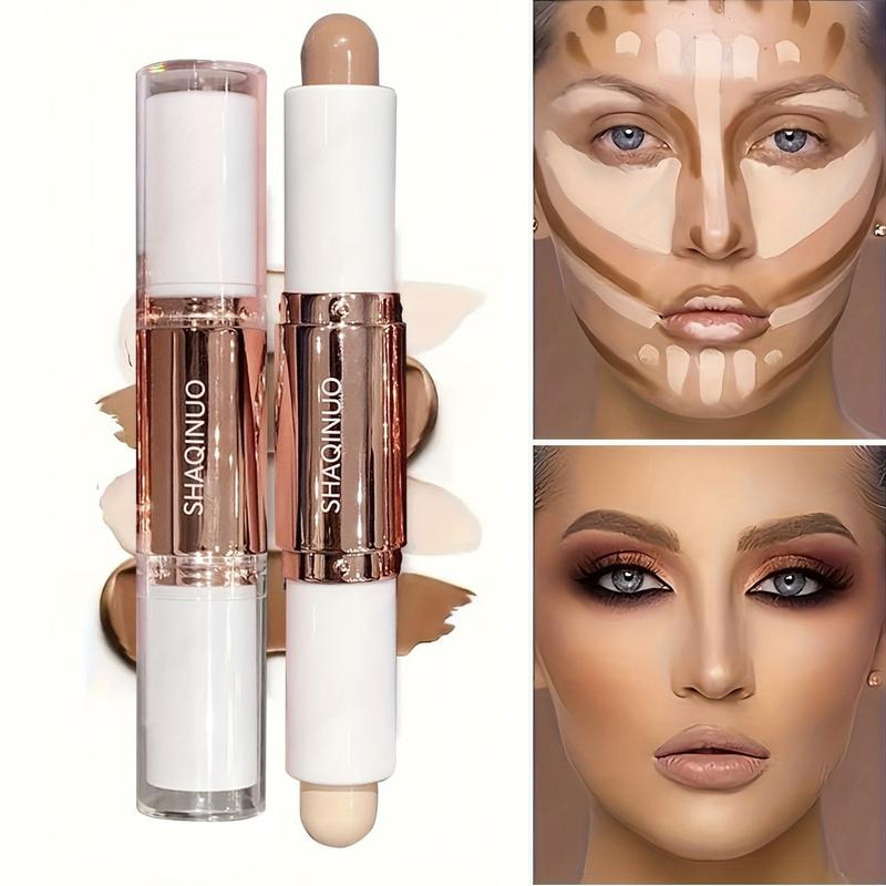 Double-Ended Highlighter Contour Stick, Long-Lasting Natural Finish, Waterproof Sweatproof, Buildable Coverage, Multi-Purpose Face Makeup