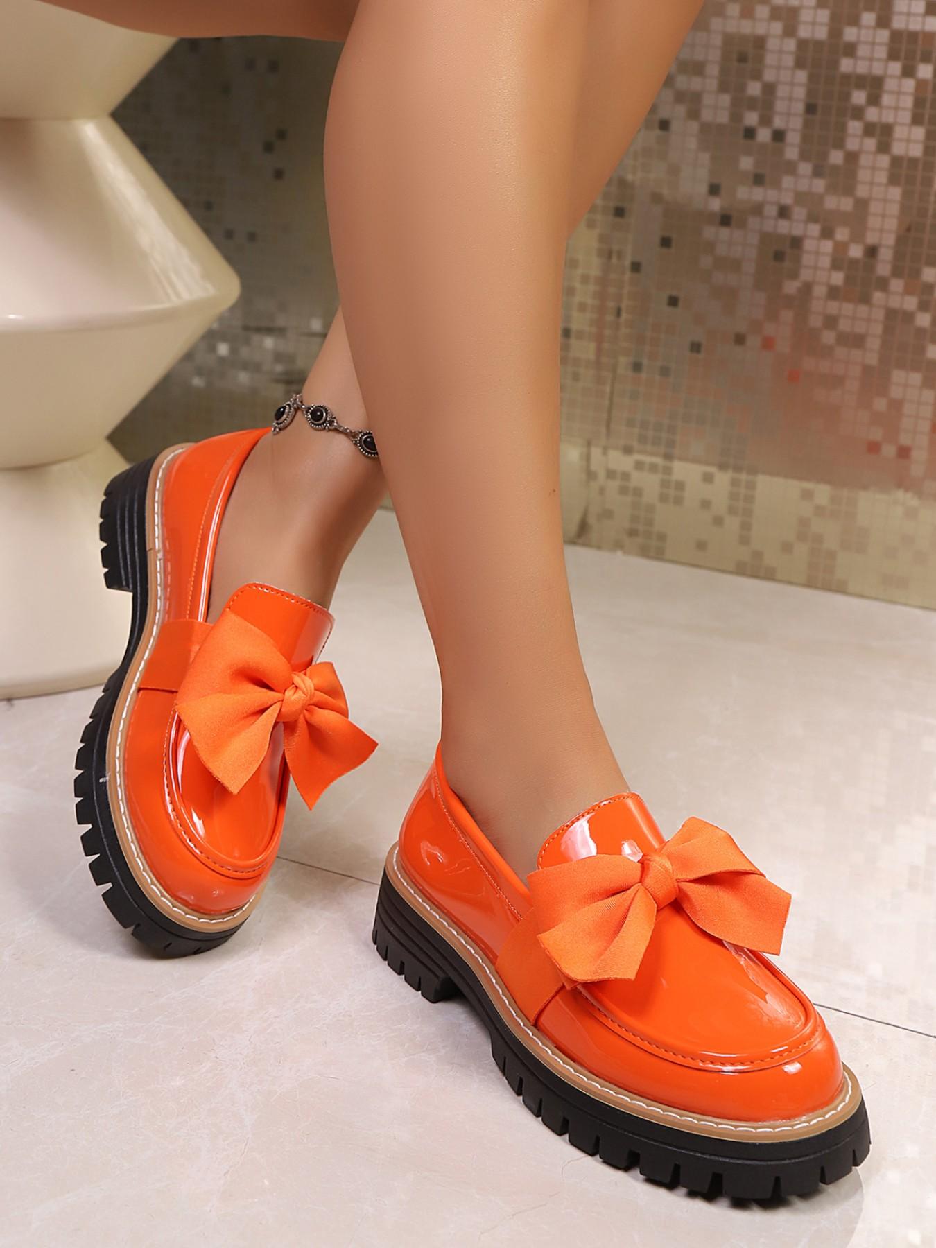 Women's New Fashion Low Heel Flat Shoes, Mary Jane Bow Leatherette Pumps, Comfortable Lightweight Mid-Heel Walking Shoes, Valentine's Gift