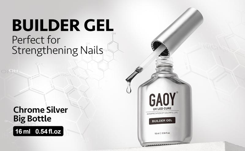 GAOY Clear Builder Gel for Nails, 16ml Nail Strengthener in a Bottle, Nail Extension Hard Gel, Soak Off Long Lasting UV Gel, Base Coat Top Coat Needed
