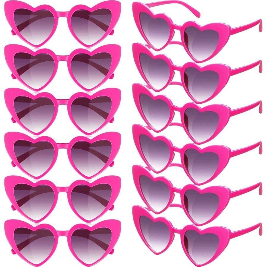 Heart Shaped Sunglasses, 12pcs/set Trendy Heart Sunglasses, Fashion Accessory for Bridal Shower, Bachelor Party, Wedding, Birthday