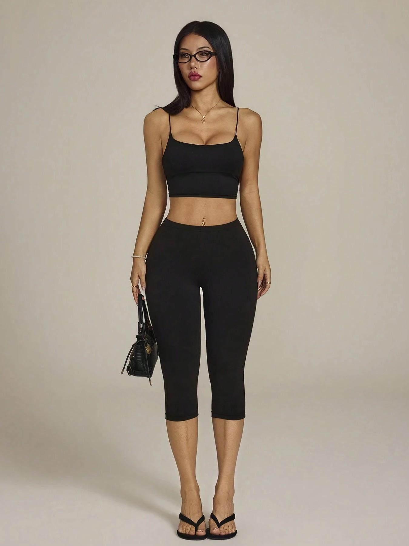 Spotightfinds Y2K Street Style Tummy Control Capri Leggings, Slimming High Waist Compression Pants for Apple-Shaped Figures, Seamless Shaping Pants, Ideal for Errands, Coffee Runs & Hot Girl Summer Wear