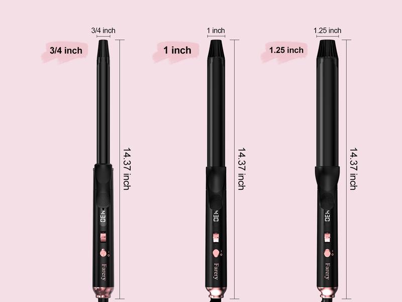 Farery Long Barrel Curling Iron 1.25 inch, 11 Adjustable Temp, Include Clips & Silicone Pad, Comfort