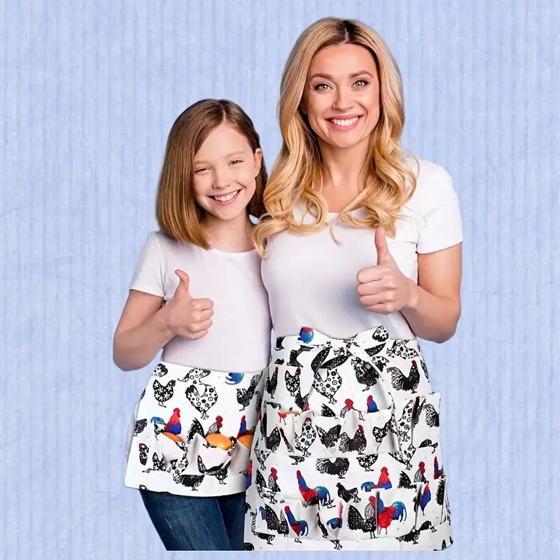 Lightweight 100% Polyester Egg Apron with Multiple Pockets, Farm Skirt for Picking Eggs, Durable Easy-Clean Design, Thanksgiving Kitchen & Outdoor Activities
