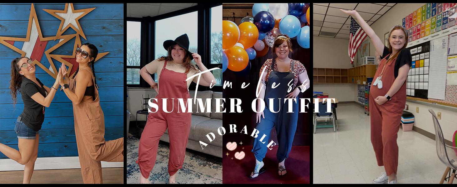 Tanming Womens Cotton Adjustable Casual Summer Bib Overalls Jumpsuits with Pockets