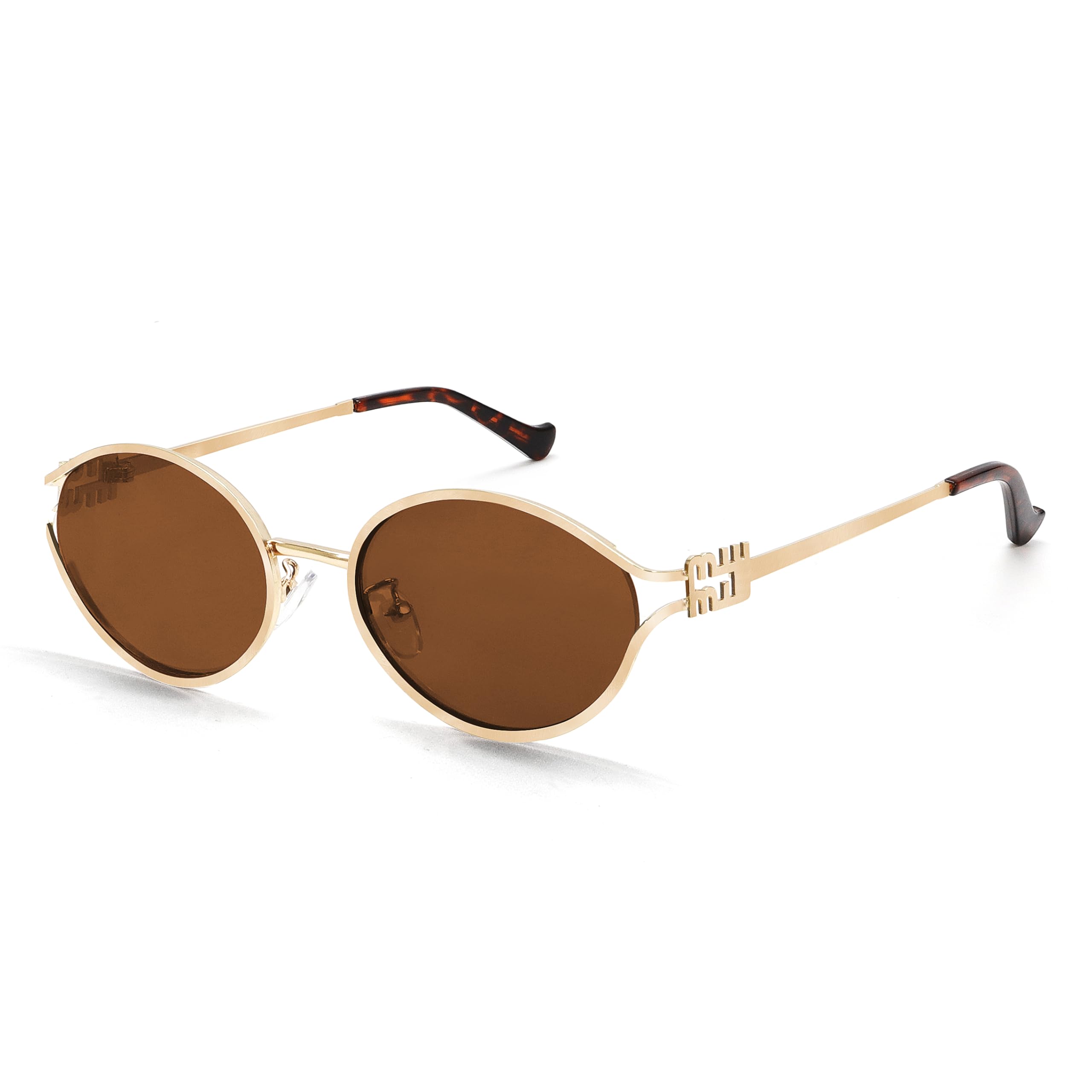 Trendy Retro Oval Sunglasses for Women & Men - Small Gold  display picture 3