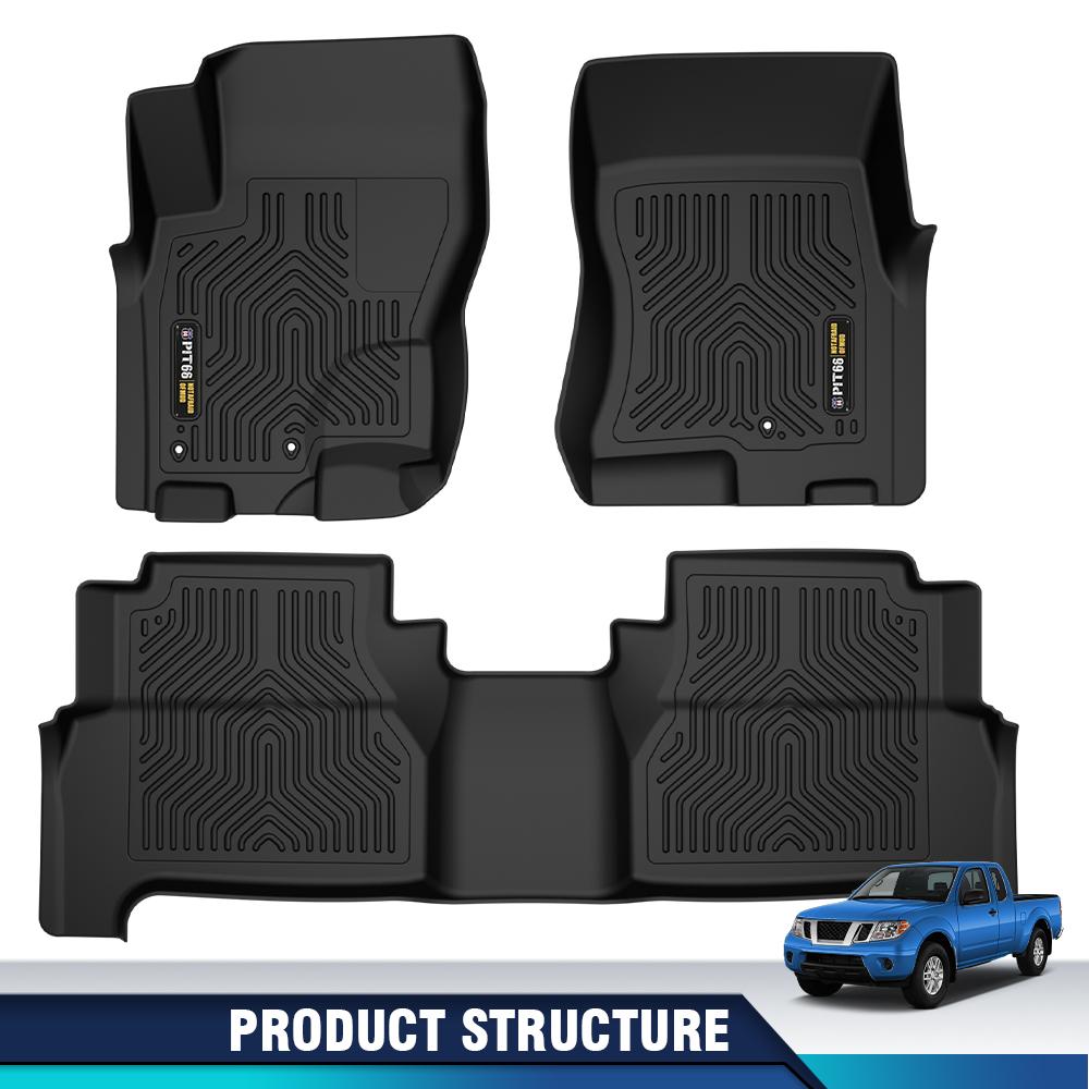 CROSSDESIGN All Weather TPE Floor Mats Waterproof Durable Fit For 2008-2021 Nissan Frontier Crew Cab Floor Mats Liners Set All Weather TPE