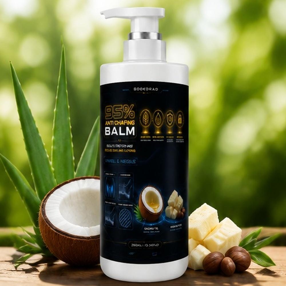 Anti Chafing Balm, coconut oil, shea butter, aloe vera, vitamin E, beeswax, reduce friction, moisturize, inner thighs, underarms, active lifestyle, daily use, all skin types, non-greasy, sweat