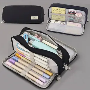 Expandable Pencil Box with Compartments, Large Capacity School Stationery Bag, Portable Storage Case for Office, Youth, Boys, Girls