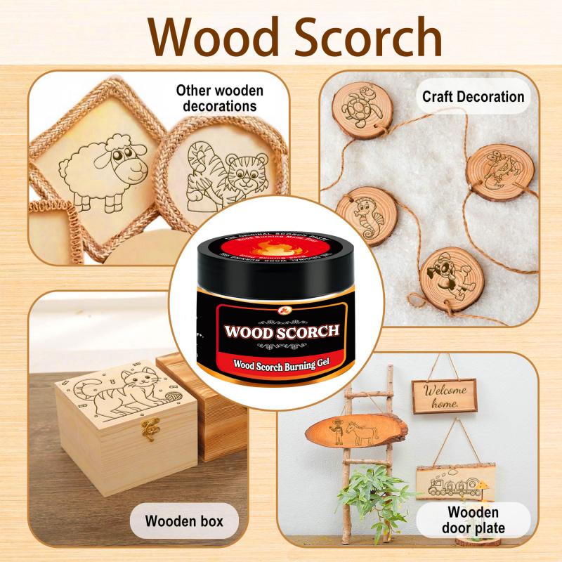 Wooden Burning Paste, 4 OZ Wood Burn Gel for Crafting, Drawing and DIY Arts, Create Beautiful Art in Minutes, Personalize Your Craft