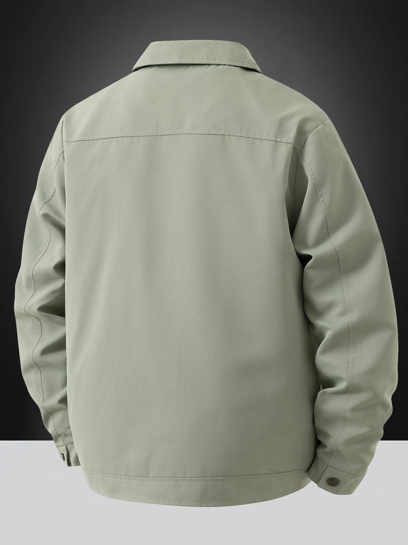 Men's Spring and Autumn Lightweight Casual Jacket - Simple Office Solid Color Light Business Style Collar Jacket, Button Front and Button Closure Design, Machine Washable, Polyester Fiber, Suitable for Daily Leisure, Work and Formal occasions