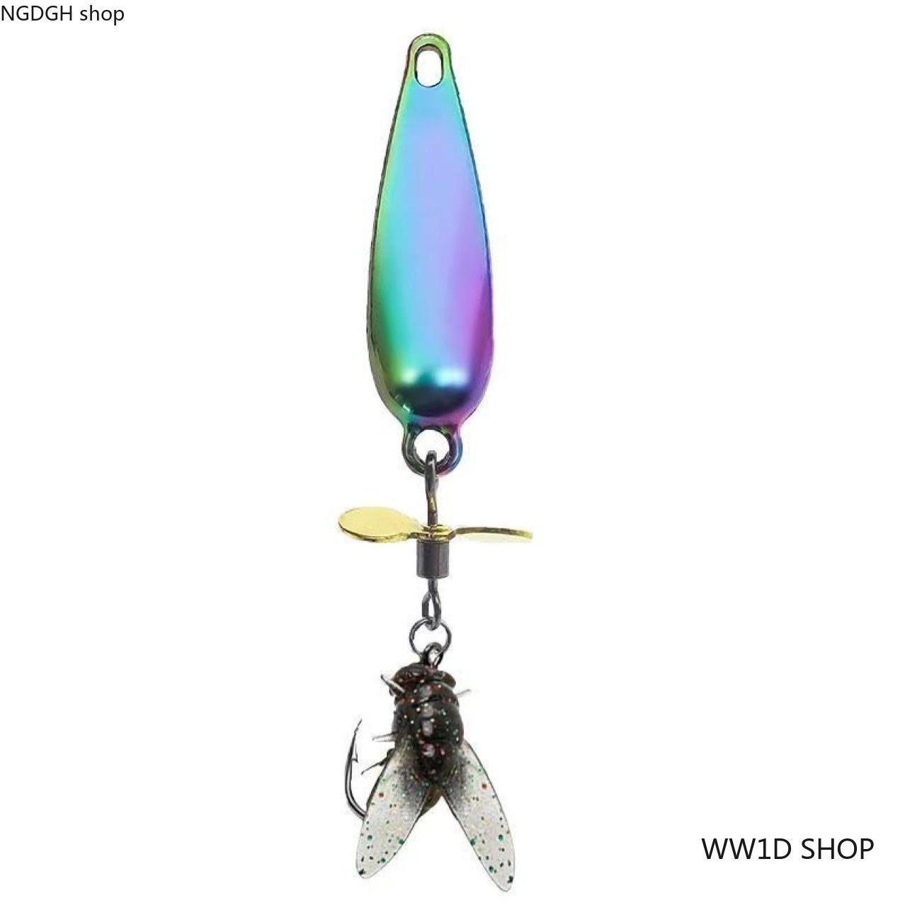 Blue Iridescent Spinner Fly Fishing Lure - Trendy Propeller Blade Realistic Insect Fly Bait with Vibrant Blue Holographic Body, Sharp Treble Hook High-Action Lure, Perfect for Bass Trout Perch Topwater Fishing Lake River & Summer Casting