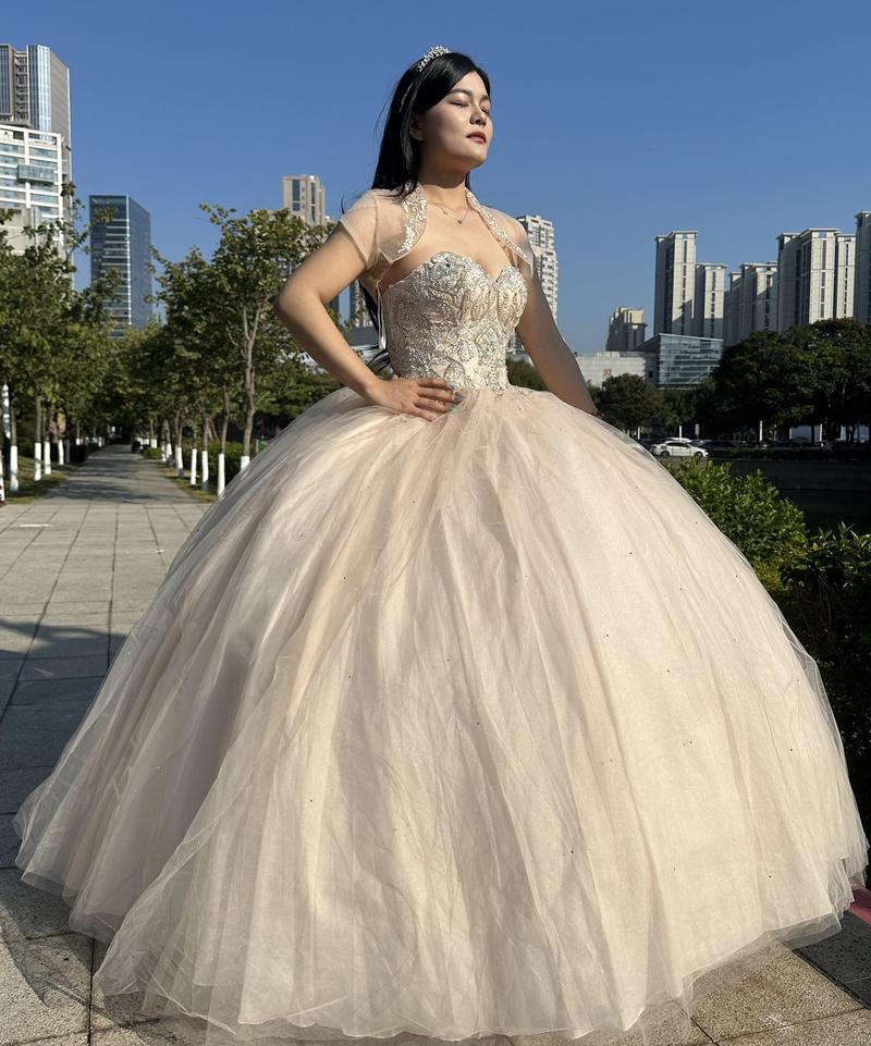 NO.49 Pattern Sequin and Diamanté Beaded Quinceañera Dress in Tulle plain mature bodycon party blue dress quince square neck plain party maxi