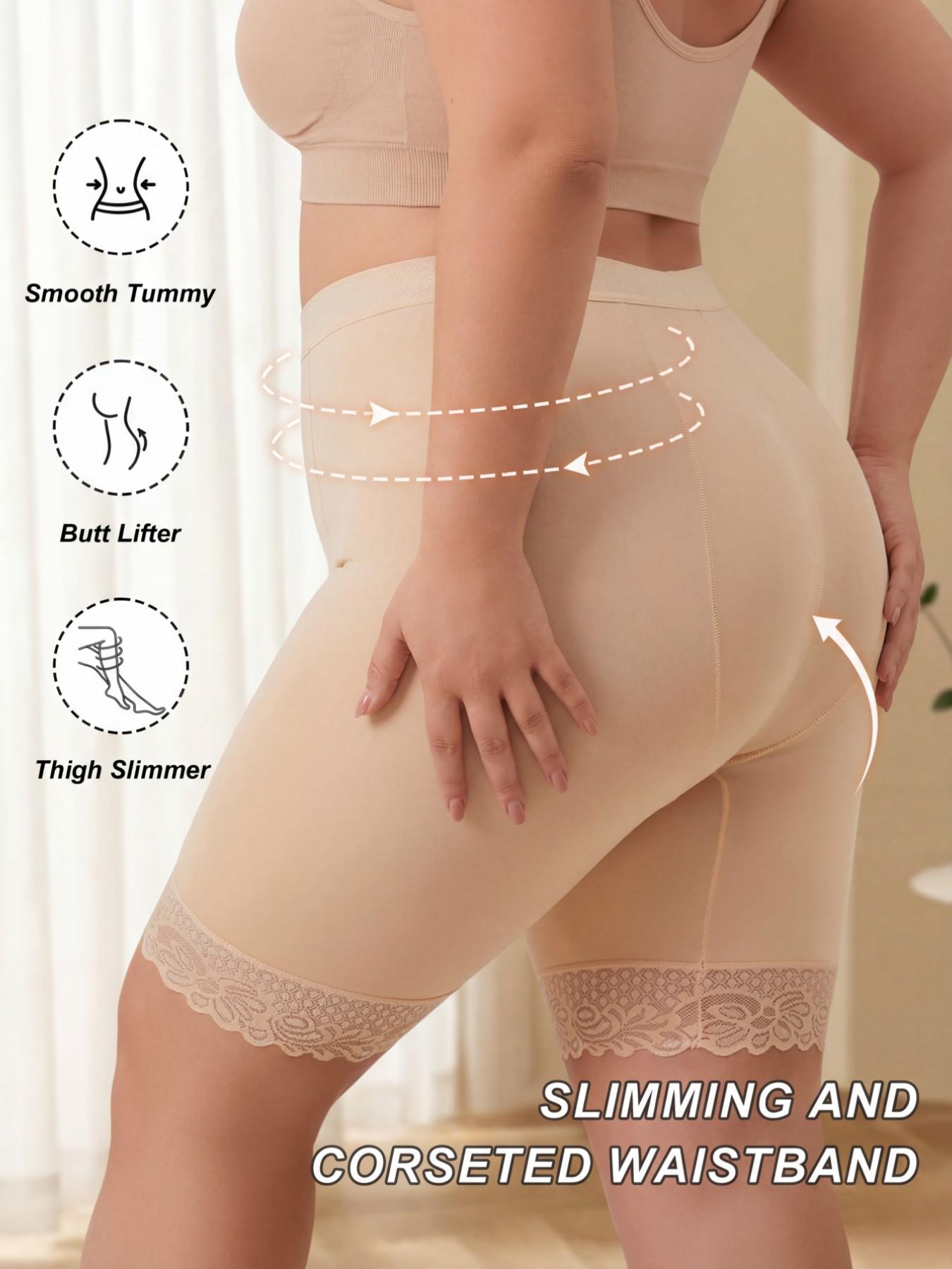 Summer Fresh Plus Size Women's Seamless High Waisted Shorts Boyshorts, High Waist Knicker, Panties,Full Coverage,Postpartum Essential,Casual,Stretch Kint Faric,All Day Wear,Minimalist Saftety Shorts,Anti Chafing Shorts Daily/Home Wear