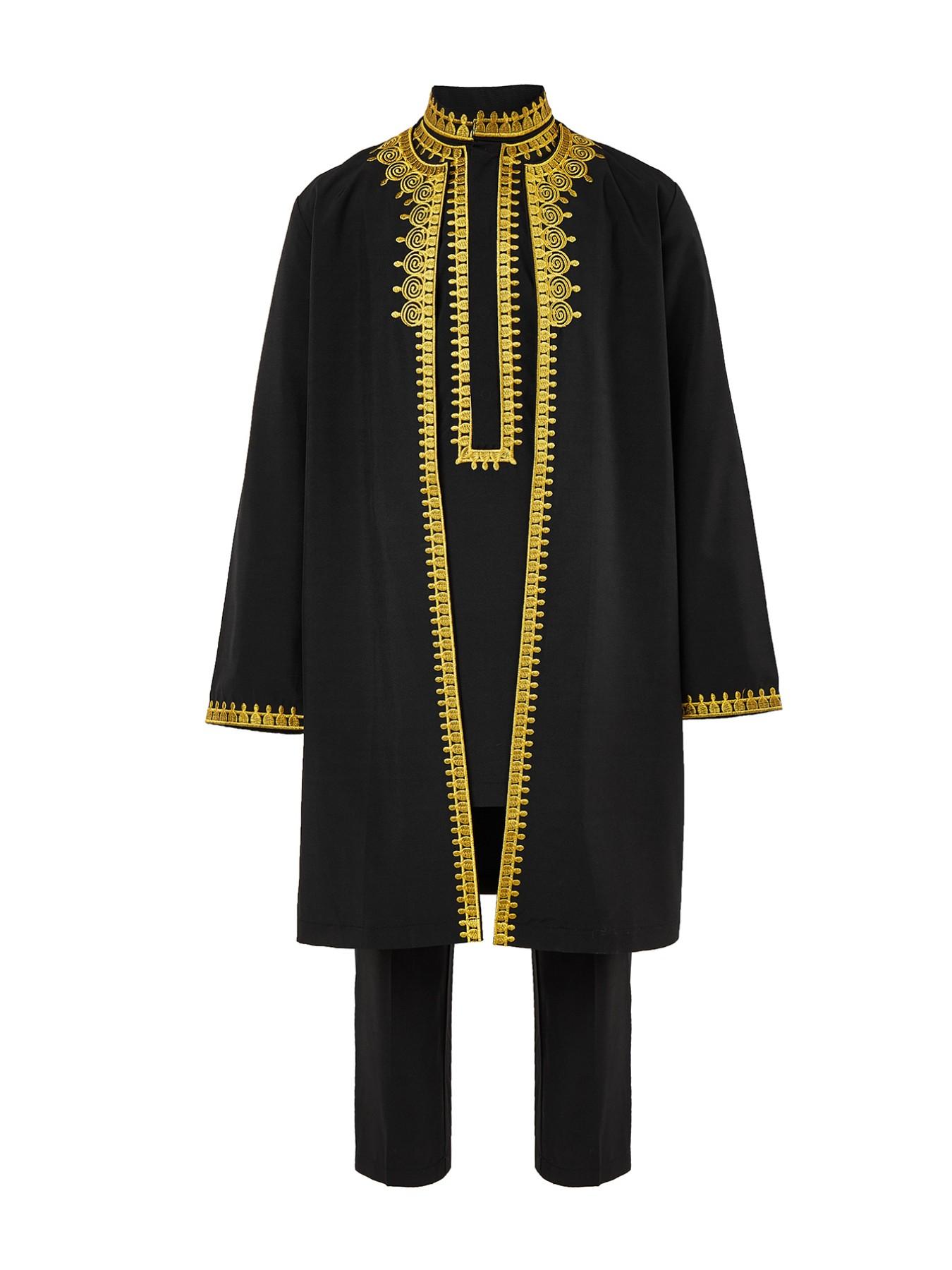 Ethiopian Traditional Kids Costume Set, Gold Embroidered Dress, Overseas Bestseller Return, Unique Cultural Fashion