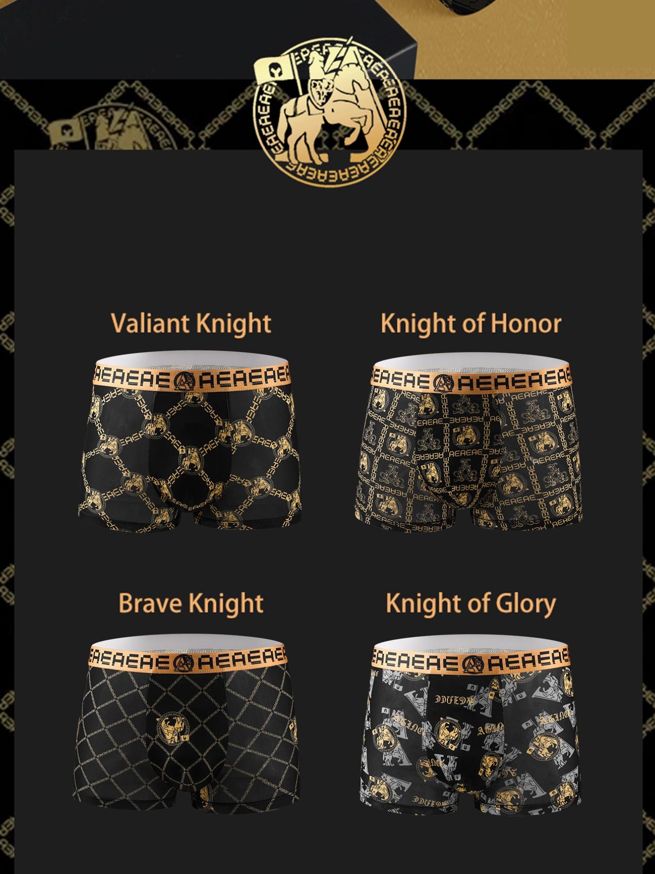 Men's Ice Silk Cool Briefs, Luxury High-End Graphene Inner Panties, Comfortable Soft Stretchy Fitted Four Corner Shorts, Random Geometric Paisley Patterns, Undergarments