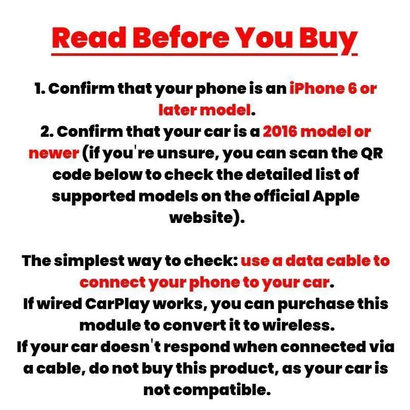 2026 Wireless Carplay Adapter for Android & Other Models, Quick Connection, No Delay, Hands-Free Calling, Suitable for 2016+ Wired Vehicles, Wireless Carplay Dongle