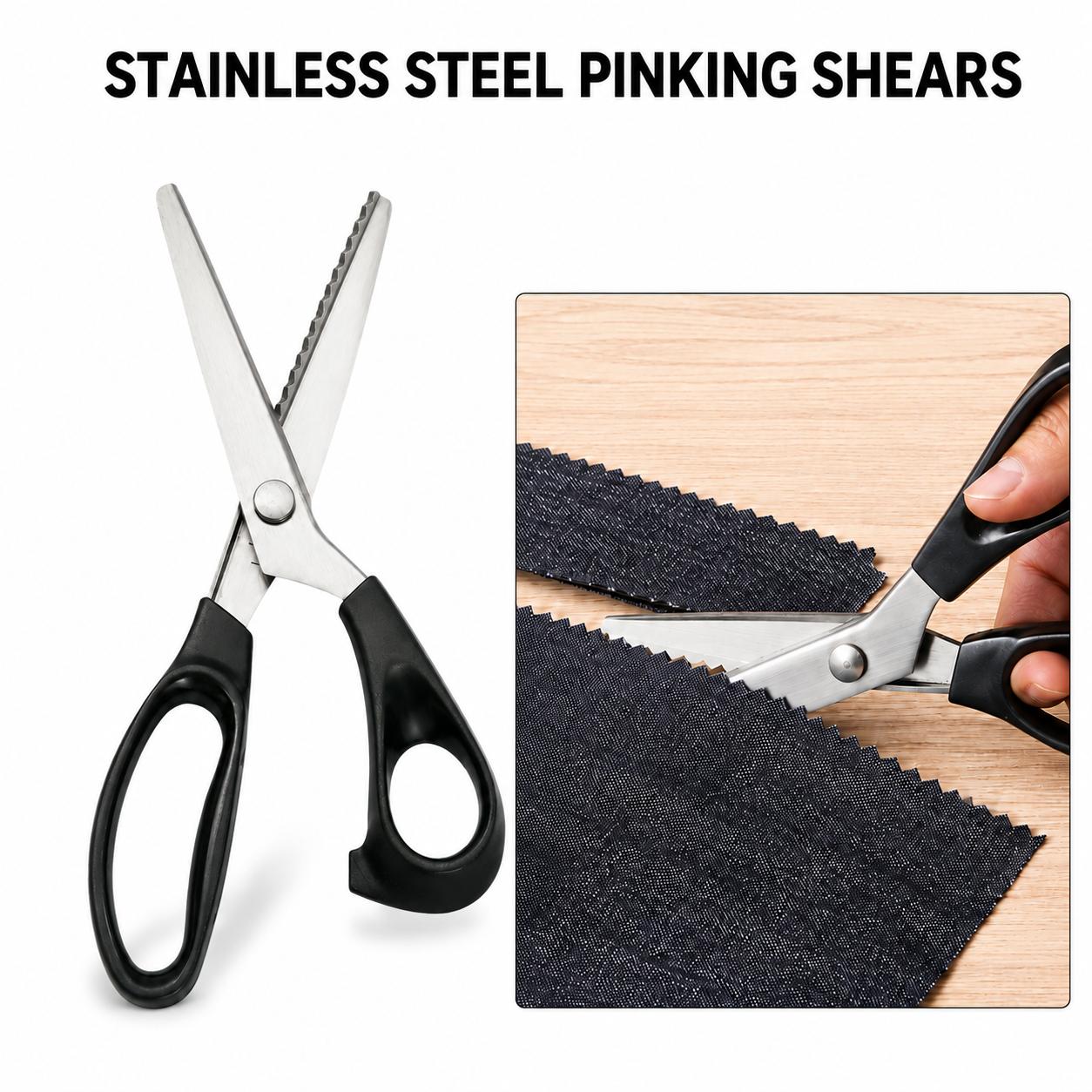 Stainless Steel Zig Zag Scissors with Serrated Teeth - Perfect for DIY Crafts, Sewing Accessories and Supplies, Lace, Dressmaking, Sewing & Tailoring - Durable & Sharp, Crafting Sewing Tools-YY1