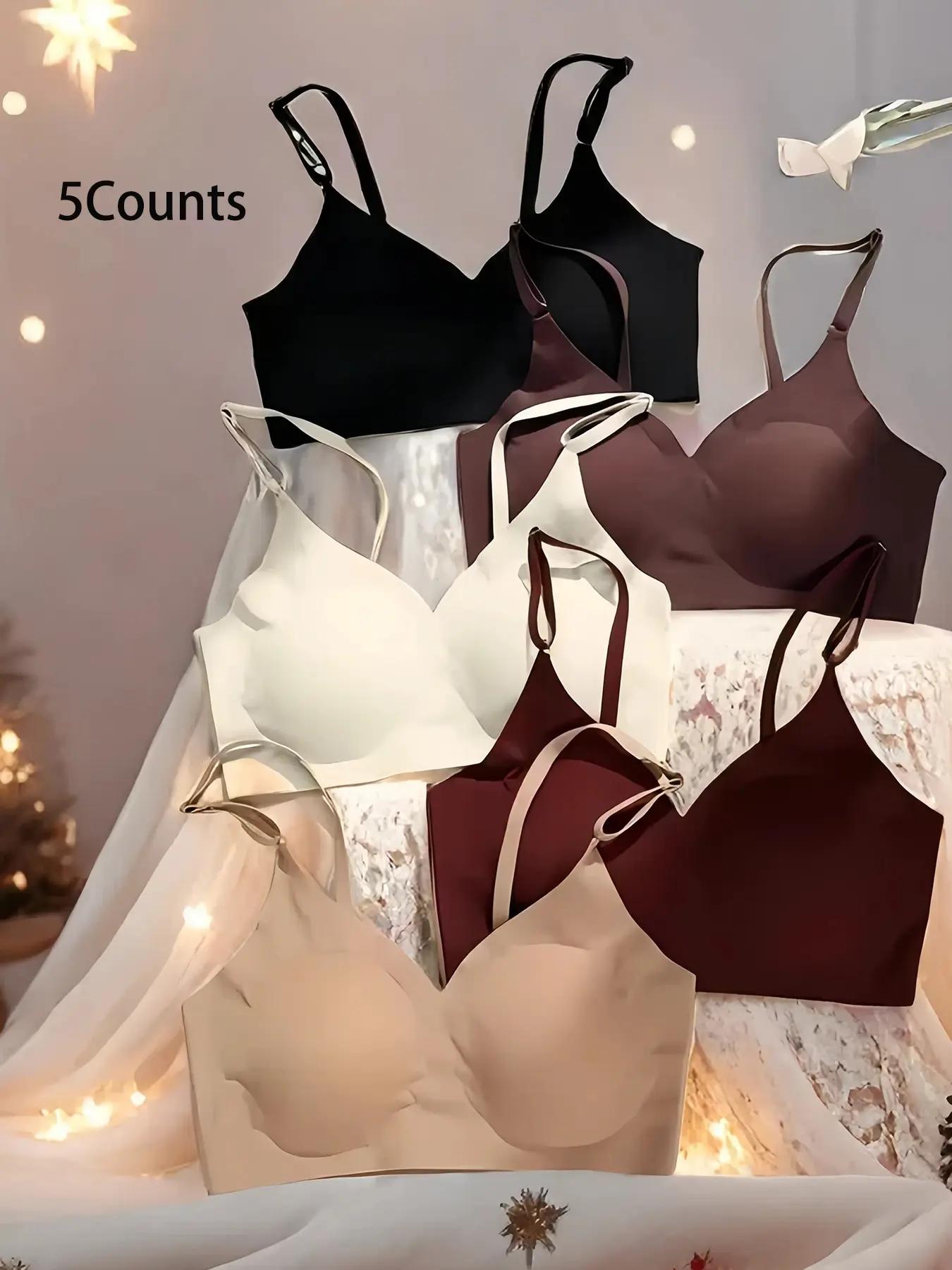 YOUKA Women's Valentine's Day Solid Wireless Seamless Supportive Bra, Autumn Winter Printed Bras, Soft Breathable Comfort Versatile Casual Style, Women's Underwear for Daily Wear Mother’s Day Love Mom Plan | Spring New Arrivals Limited Benefits