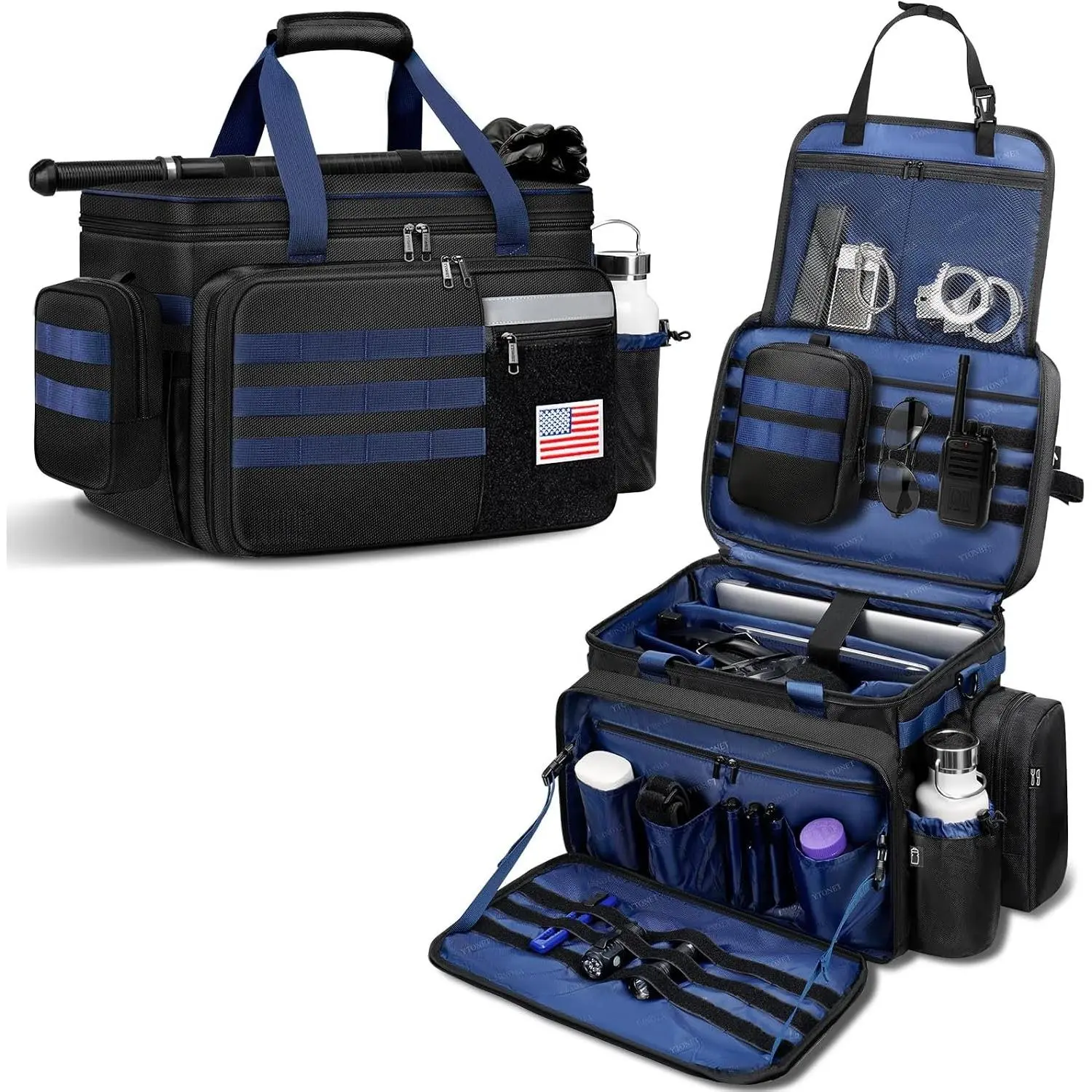 Patrol Bag Law Enforcement, Large  Gear Duty Bag Front Seat Organizer | with MOLLE Pouch & 15.6In Laptop Layer, Multiple Pockets  Bag Fits  Passenger Seat,  Officer Gifts