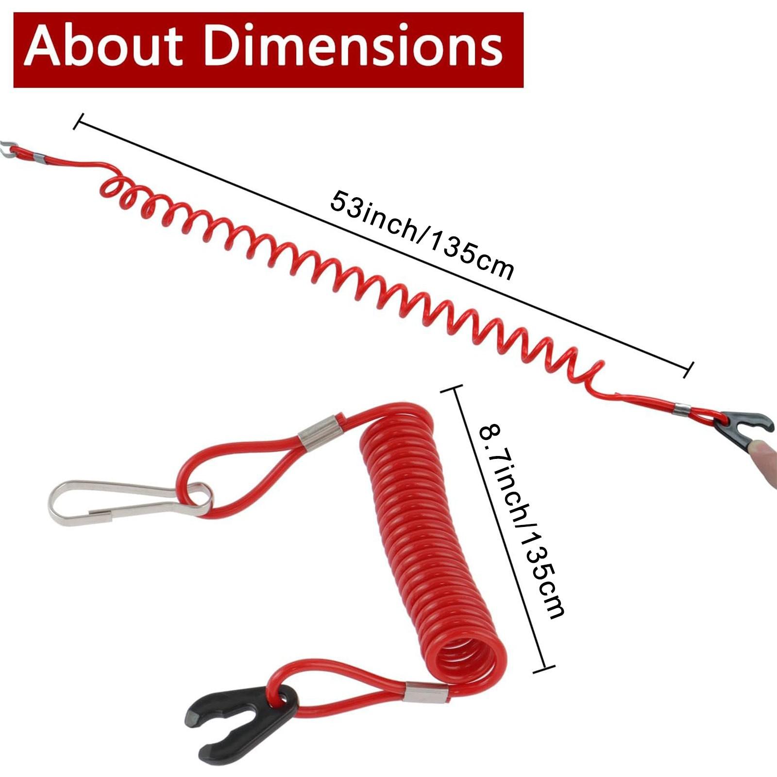 Outboard Replacement Engine Stop Lanyard, Boat Engine Safety Kill Stop, Emergency Ignition Stop for Watercraft Outboard Motors, Boat Key Lanyard Rope Clip